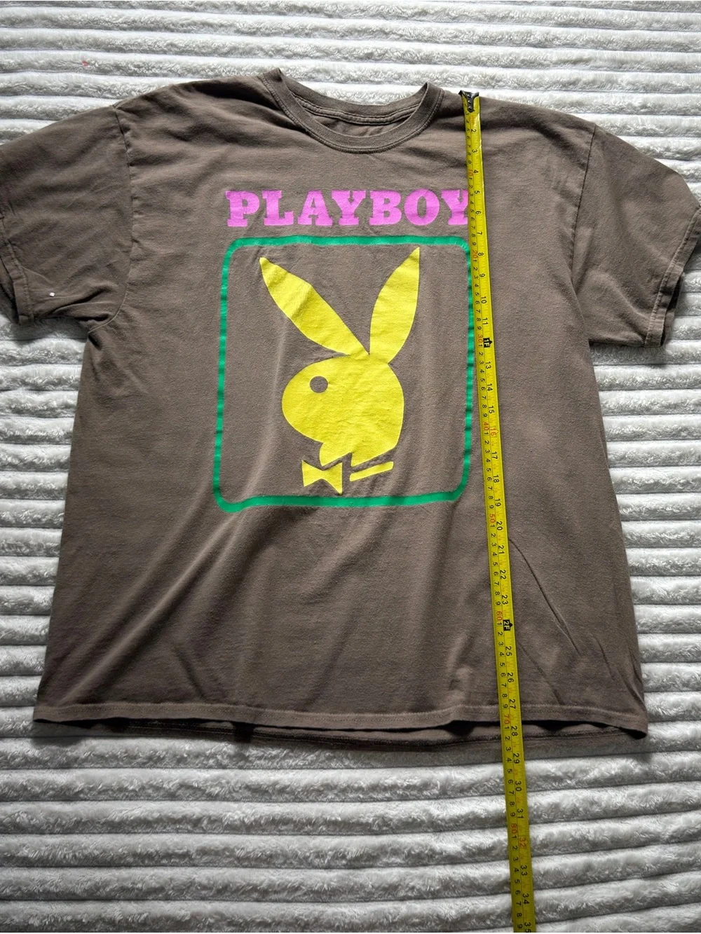 Playboy women’s Brown Bunny Logo Graphic Print Crew Neck T-Shirt Sz XL